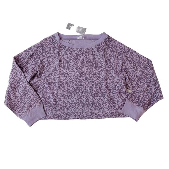 NWT Splendid Size 10 Cropped Twinkle Leopard Top in Purple - Picture 1 of 4